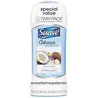 Suave Antiperspirant Deodorant Stick, Coconut Kiss, 2.6 oz, Twin Pack