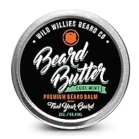 Wild Willies Premium Beard Balm Leave-In Conditioner Natural, Organic Ingredients Promote Fast Beard Growth, Removes Itch & Dandruff - Beard Butter Restores Moisture - 2 Oz, Cool Mint Scent