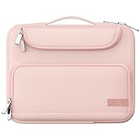 MoKo 12.9 Inch Laptop Sleeve Case Fits 13 Inch New iPad Pro M4 & Air M2 2024, iPad Pro 12.9 in, Galaxy Tab S8+/S9+ 12.4, Waterproof Polyester Bag with Double Pockets, Retractable Handle, Pink