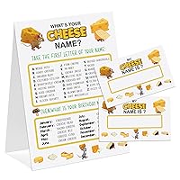 Cheese Theme What's You Cheese Name Game, Baby Shower Game Stickers, Birthday Game, Party Decoration, Activity Game for Office or Class, Package Contains 1 Sign and 30 Name Stickers(wyn14)