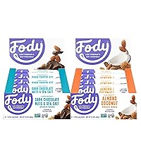 Fody Foods Vegan Protein Nut Bars, Dark Chocolate & Almond Coconut Bundle Flavor, 6g Protein per Bar, Low FODMAP Certified, Gut & IBS Friendly, 24 Count
