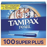 Pearl Tampons Super Plus Absorbency, With Leakguard Braid, Unscented, 50 Count (Pack of 2), 100 Count Total