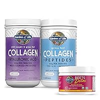 Garden of Life Collagen Beets Bundle: Multi-Sourced Collagen Hyaluronic Acid Unflavored, 12 Servings + Organic Beets Detox Cranberry Pomegranate, 30 Servings + Collagen Peptides Powder, 14 Servings