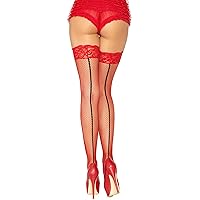Leg Avenue womens Stay-up Lace Top Backseam Fishnet Thigh Highs