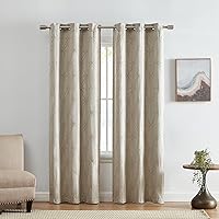 Elrene Home Fashions Palmetto Lattice Embroidered Thermal Blackout Window Curtain Panel with Grommets, Set of 2, 37