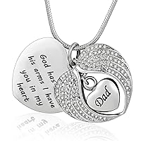 God has You in his arms with Angel Wing Diamond Cremation Jewelry Keepsake Memorial Urn Necklace