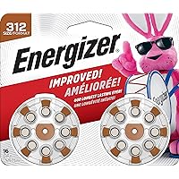 Energizer Size 312 Hearing Aid Batteries, Brown Tab Hearing Aid Batteries Size 312, 16 Count