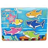 Pinkfong Baby Shark Musical Wood Sound Puzzle- Plays Song | Baby Shark Toys | Toddler Toys | Kids Toys | Baby Shark Birthday Decorations for Ages 2+