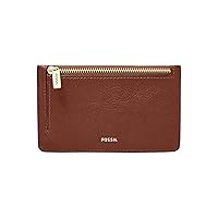 Fossil Women's Logan Leather Zip Card Case Wallet With Keychain for Women