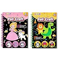 pigipigi Art Craft Activity for Kids: Fun Foil Princess & Unicorn & Dinosaur & Animal DIY Toy Kit, No Mess Creative Travel Supply Set