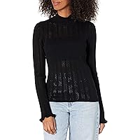 PAIGE Women's LYSETTE Turtleneck Cotton Silk Blend Sweater, Black, L