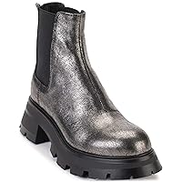 DKNY Women's Smooth Metallic Leather Boot Combat