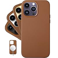 LONLI Classic - (for iPhone 14 Pro Max) - European Nappa Leather Case - Smoothen and Soften Over Time - Compatible with Magsafe - Saddle Brown