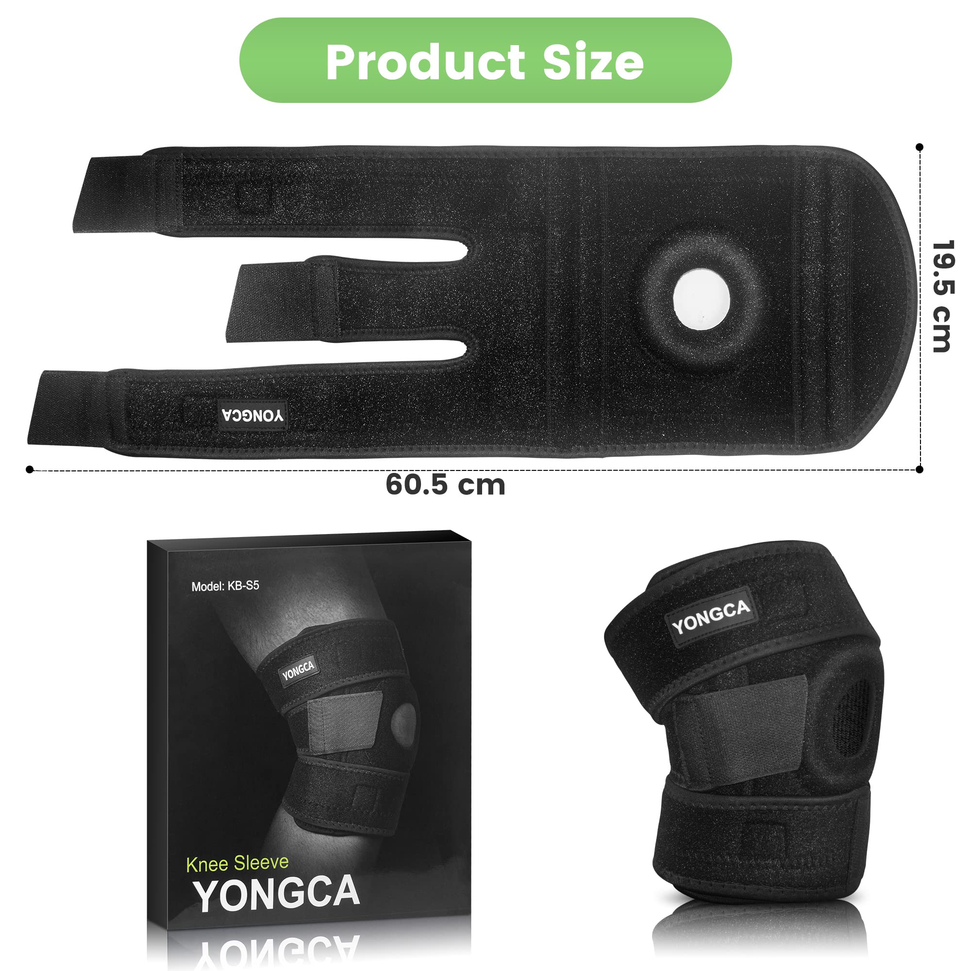YONGCA Adjustable Knee Braces for Knee Pain Women and Men,Knee Brace with Side Stabilizers and Patella Gel Pads,Knee Sleeve Support for Workout and Injury Recovery