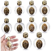 10PCS Holy Water Bottle, Embossed Holy Water Container Empty Glass Holy Water Sprinkler Christian Holy Water Flask for Religious Gift, Home Wedding Decor