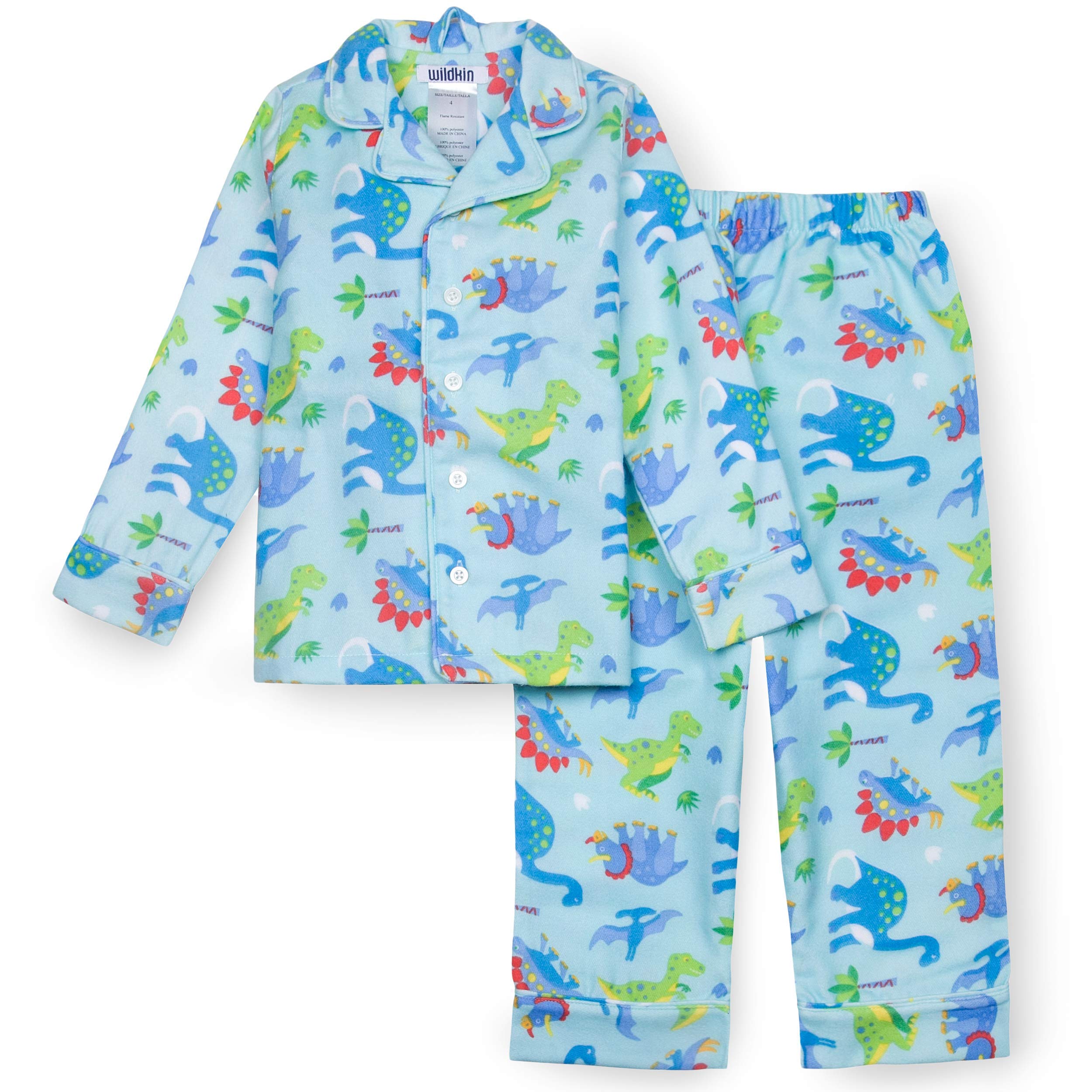 Wildkin Cotton 4 Pc Toddler Bed in a Bag Bundle with Pajama Set Size 2T (Dinosaur Land)