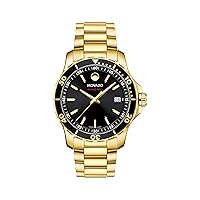 Movado Men's Series 800 Sport Yellow Gold Watch with a Printed Index Dial, Gold/Black (2600145)