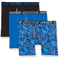 Hanes Men’s Total Support Pouch Boxer Briefs, X-Temp Cooling, Moisture-Wicking Underwear, Regular, Long-leg and Trunk, 3-Pack