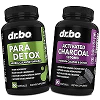 para Cleanse & Detox Activated Charcoal - Intestinal Pills Support for Humans - Organic Coconut Charcoal Pills for Stomach Gas and Bloating - Herbal Wormwood Black Walnut Complex & Charcoal Capsules