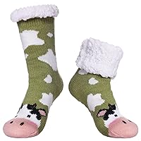 SDBING Women's Slipper Socks with Grippers Soft Cozy Fleece Lined Socks Winter Warm Fuzzy Non Slip Socks for Women