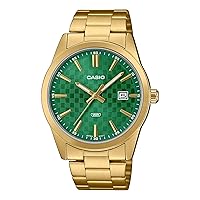 Casio MTP-VD03G-3A Men's Standard Gold Tone Stanless Steel Green Dial 3-Hand Analog Watch