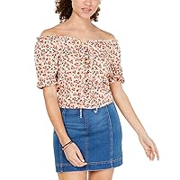 Womens Juniors' Printed Lace-Up Corset Top (Small, Taupe Red)