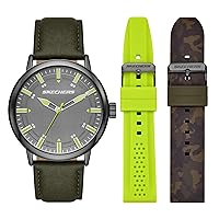Skechers Men's Three Hand Polyurethane Watch & Interchangeable Band Gift Set, Color: Gunmetal Gray, Green (Model: SR9102)