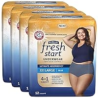 FitRight Fresh Start Incontinence and Postpartum Underwear for Women, XXL, Blue (48 Count) Ultimate Absorbency, Disposable Underwear with The Odor-Control Power of ARM & HAMMER