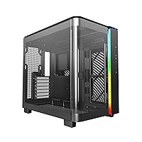 King 95 Dual-Chamber ATX Mid-Tower PC Gaming Case, High-Airflow Toolless Panels, Sturdy Curved Tempered Glass Front and Side Panel, ARGB Lighting, King 95 Black US