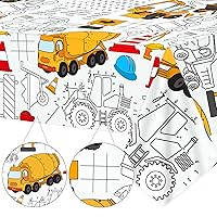 Giant Construction Party Coloring Tablecloth for Kids 82.7 x 47.2inch Large Dump Truck Coloring Poster Table Cover Decoration Construction Coloring Poster Gift for Preschool Classroom Home