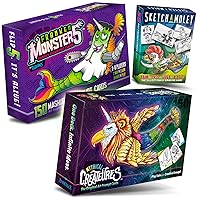 3-Pack Mashup Art Prompts Drawing Games Creative Gifts: Mythical Creatures, Frankenstein Monsters & SketchaMoley!