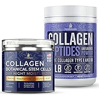 InstaSkincare Collagen Peptides Powder for Women Advanced Collagen Botanical Stem Cells Cream for Skin with Retinol, Niacinamide, Hyaluronic Acid