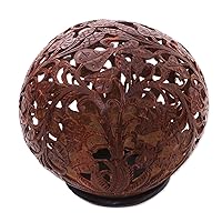 Brown Coconut Shell Albesia Wood Sculpture, 4.7