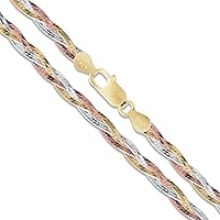 Sterling Silver Tri Braided Herringbone Necklace 5mm 925 Italy Chain