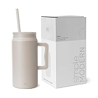 Simple Modern 50 oz Mug Tumbler with Handle and Straw Lid | Reusable Insulated Stainless Steel Large Travel Jug Water Bottle | Gifts for Women Men Him Her | Trek Collection | Almond Birch