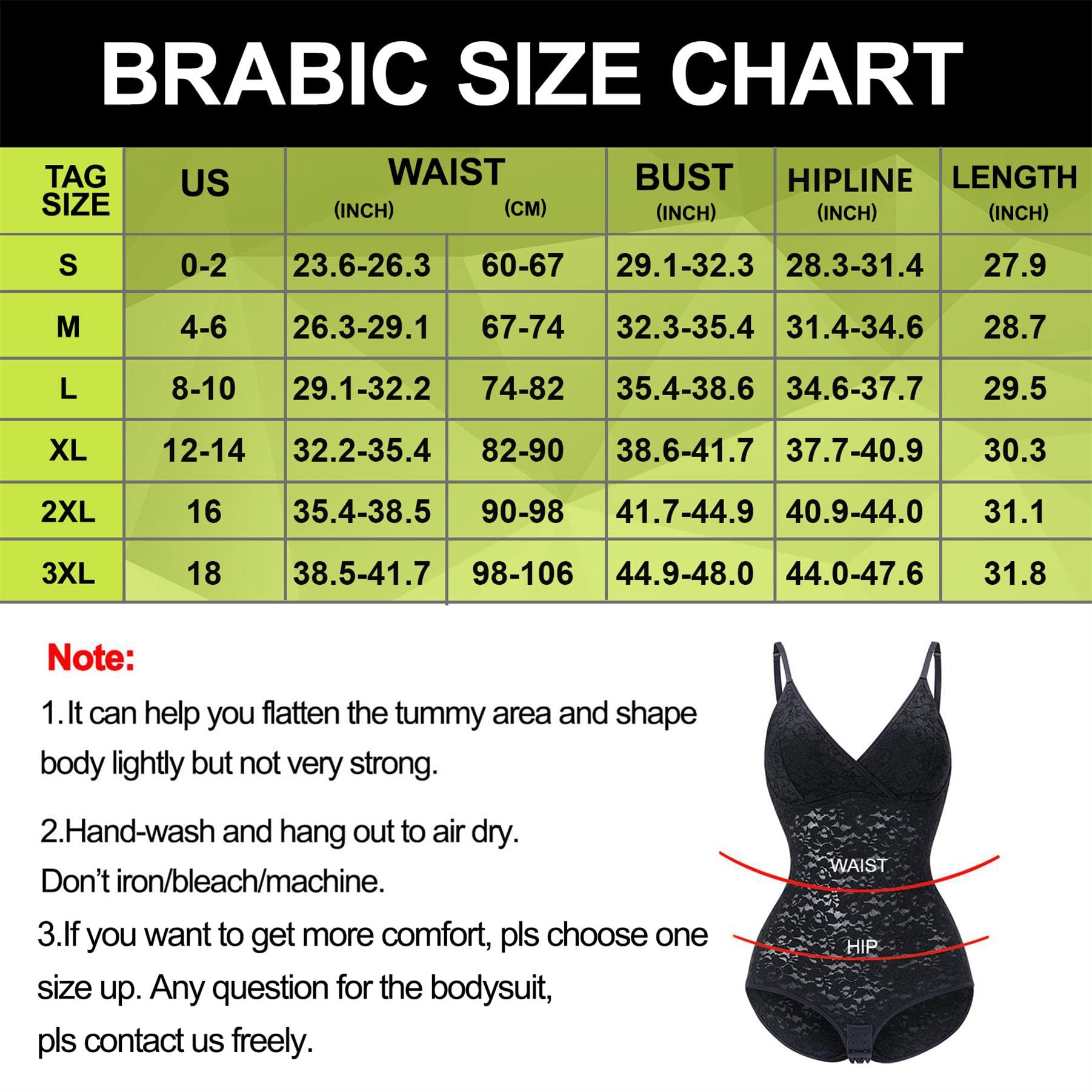 BRABIC Lace Bodysuit for Women Tummy Control Shapewear Sleeveless Tops  V-Neck Backless Camisole Jumpsuit Shaper (