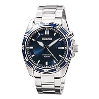 Seiko Kinetic men's stainless steel watch with metal strap
