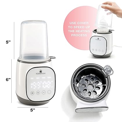 Baby Bottle Warmer for Breastmilk - 5-in-1 Feeding Bottle Warmers for All Bottles, Food Jars, and Breastmilk Bags - Smart Accurate Temperature Control, Automatic Shut-Off Milk Warmer for Baby