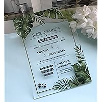 Palm leaf Acrylic Wedding Invitations,10pcs Custom Acrylic Invitation,Acrylic Menu Cards,Make Your Own Wedding Acrylic Wedding Invite,10pcs