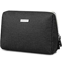 Large Makeup Bag Zipper Pouch Travel Cosmetic Organizer for Women (Large, Black)