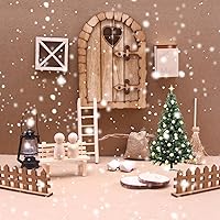 Dolls House Accessories, Fairy Door 16Pcs/Set Christmas Miniature Simulation DIY Dollhouse Door Wooden Realistic Dollhouse Christmas Decorations Gift for Kids