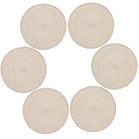 Topotdor 14 Inch Round Placemats Heat-Resistant Stain Resistant Anti-Skid Washable Polyproplene Table Mats Placemats (Beige, Set of 6)