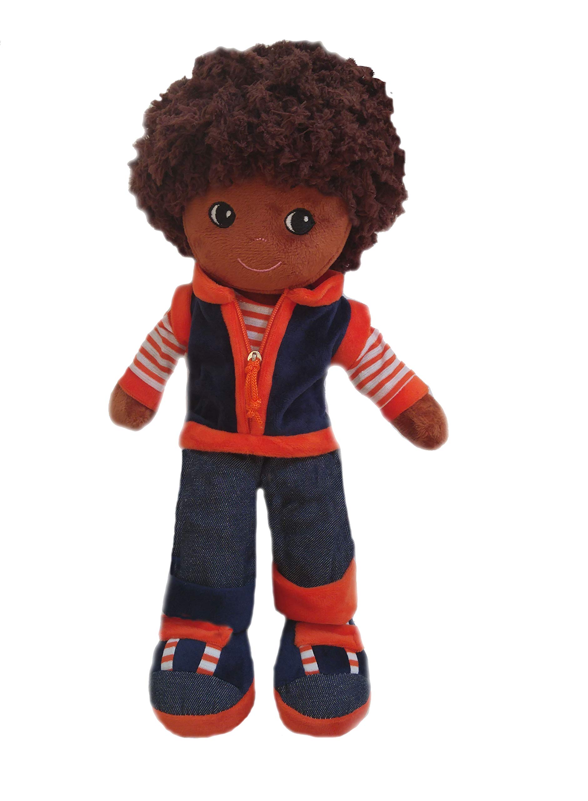 girlzndollz Avery Black boy Doll, Navy, Orange, Brown