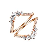 Uloveido Womens 925 Sterling Silver Round CZ Crown Wedding Engagement Ring Guard Enhancer 2pcs Stack Rings Set Y1024