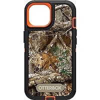 OtterBox iPhone 15, iPhone 14, and iPhone 13 Defender Series Case - REALTREE EDGE (Blaze Orange/Black/RT Edge) , rugged & durable, with port protection, includes holster clip kickstand