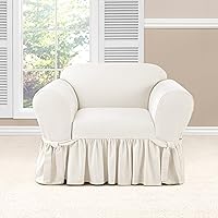 SureFit Essential Twill Box Chair Slipcover in White