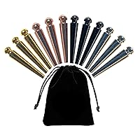 WE Games Easy-Grip Metal Cribbage Board Pegs and Velvet Pouch - Set of 12 Pins (3 Brass, 3 Chrome, 3 Black, 3 Copper)