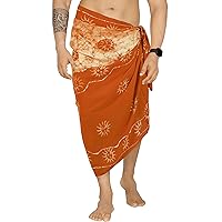 LA LEELA Men's Standard Vacation Dashiki Summer Sarong Full Pareo Beach Wrap