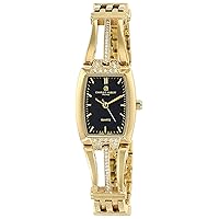 Charles-Hubert, Paris Women's 6824-G Classic Collection Gold-Plated Black Dial Watch