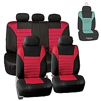 FH Group Automotive Car Seat Covers Full Set Premium 3D Air Mesh Red and Black Seat Covers, Airbag Compatible and Split Bench Cover Universal Fit Interior Accessories for Cars Trucks and SUVs